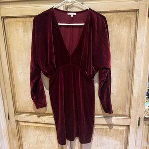 GB Elegant Burgundy Velvet Dress
